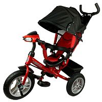 Велосипед трёхколесный с ручкой Солнце для малышей Рыжий кот ВЛ-0622 красный