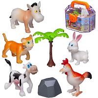 Игровой набор Чемоданчик с 5 мультяшными фигурками домашних животных Юный натуралист AbToys PT-01781