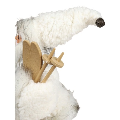 Сувенир Дед Мороз в серой шубе с белым мехом и лыжами 35 см Miland НУ-6275 05