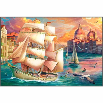 Алмазная мозаика Венецианский парусник 30х40 см полное заполнение Рыжий кот НД-0385