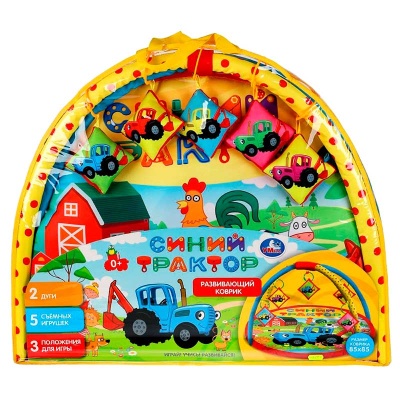 Детский развивающий коврик Синий Трактор Умка K52770STR