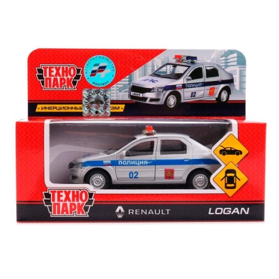 Металлическая инерционная машинка Renault Logan Полиция Технопарк Logan-P 2
