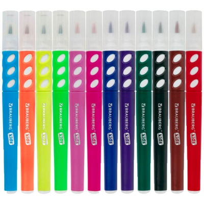 Фломастеры в суперкейсе эргономичные 12 цветов вентилируемый колпачок Brauberg Kids 152184 1