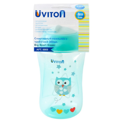 Поильник-непроливайка Sport 300 мл Uviton 0089/01 зелёный/розовый 05