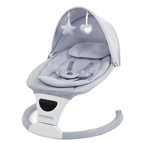 Качели электронные детские Amarobaby Teddy swing серые