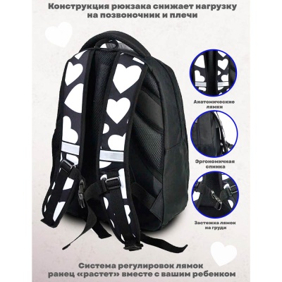 Рюкзак школьный облегченный Аниме I love cats с анатомической спинкой Centrum 73262 5