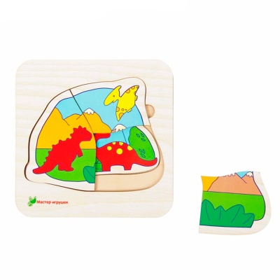 Деревянный пазл многоуровневый Мир динозавров Мастер игрушек IG0144 1