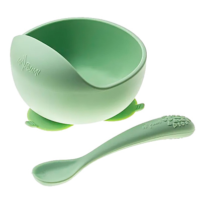 Силиконовая тарелка детская на присоске с ложкой Miyoumi T0001/249.3186 1