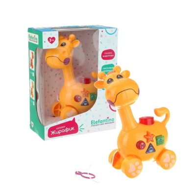 Каталка Жирафик на веревочке Elefantino IT10722 желт