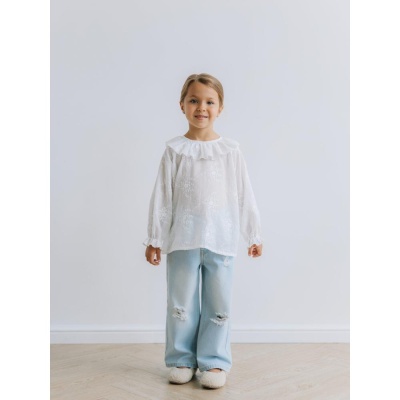 Блузка с вышивкой Mimilav молочный 03