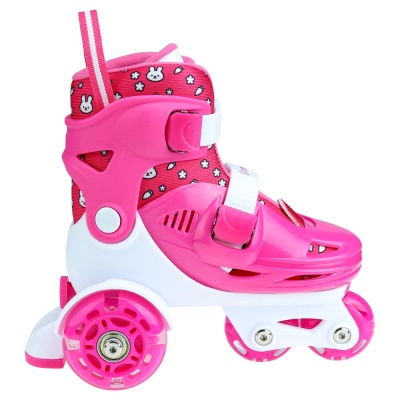 Ролики раздвижные светящиеся размер 31-34 сумка защита Рыжий Кот РЛК-3051 розовые 2