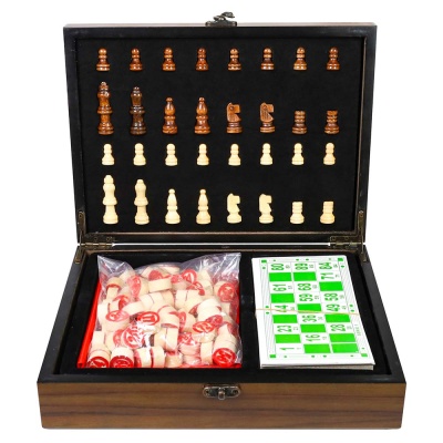 Комплект игр шахматы и русское лото в деревянном футляре Miland ИН-6460 2