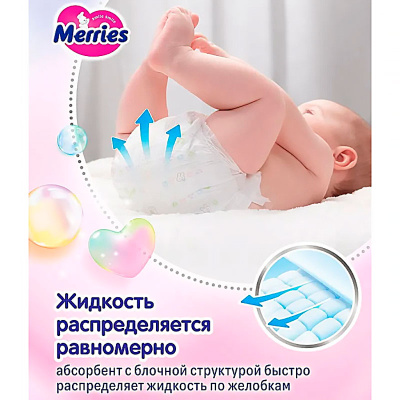 Подгузники NB 68 штук 0-5кг Merries 94522 5