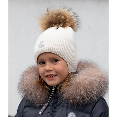 Шапка зимняя утеплённая с меховым помпоном на завязках Наследникъ НВ1015-ЭК 2