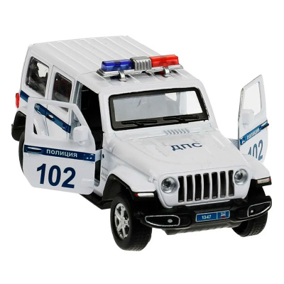 Игрушка машинка металлическая Jeep Wrangler Sahara Полиция Технопарк SAHARA5D-12POL-WH 4