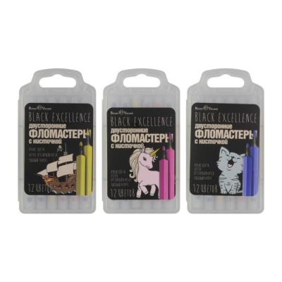 Фломастеры-кисточки Black excellence 12 цветов Bruno Visconti 32-0058 02