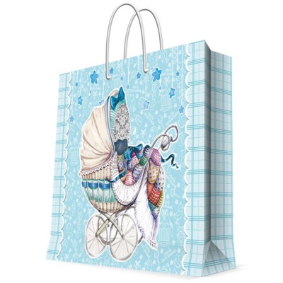 Бумажный пакет Голубая коляска 76543