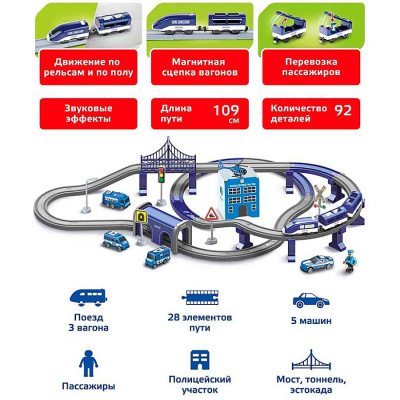 Железная дорога Скоростной поезд и Полицейский участок Голубая стрела 95028 4