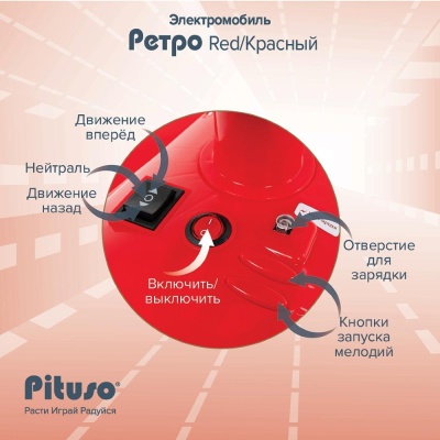 Электромобиль Pituso Ретро 2700003-4P-Red красный