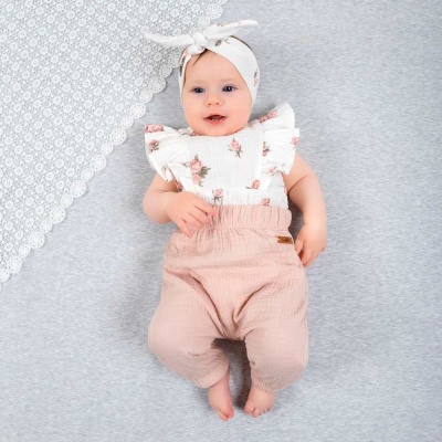 Штанишки муслиновые для малышей Leo 2003А-1 пудровые 2