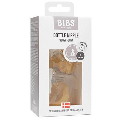 Соски для бутылочки латексные медленный поток 2 штуки Bibs 5000030 3