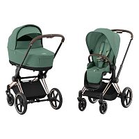 Коляска 2 в 1 Cybex Priam IV Rosegold Leaf Green