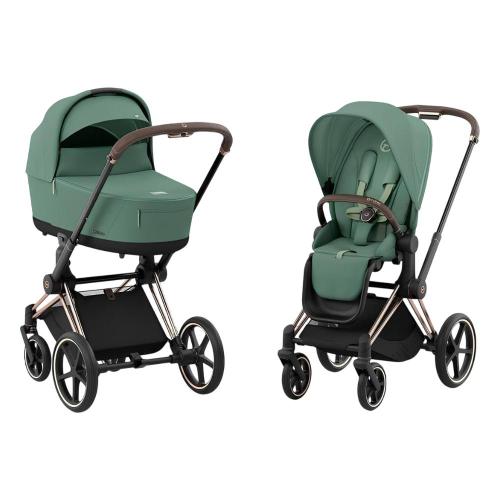 Коляска 2 в 1 Cybex Priam IV Rosegold Leaf Green