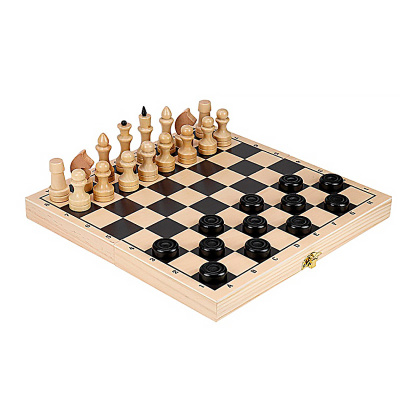 Шахматы Шашки набор малый 2 в 1 Рыжий кот ИН-8052