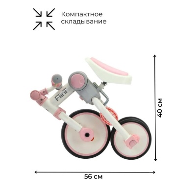 Беговел-велосипед с ручкой Bubago Flint BG-FP-109-4 белый-розовый 02