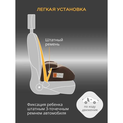 Автокресло-бустер Aibao Indigo Cross YB803A бежевый-коричневый фото 10