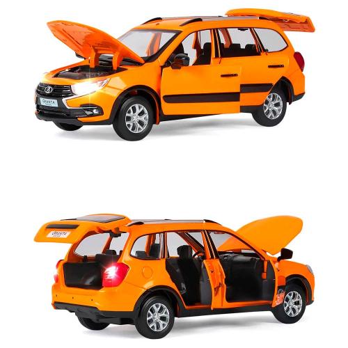 Машинка металлическая Lada Granta Cross масштаб 1:24 свет звук Автопанорама JB1251207 оранж фото 2