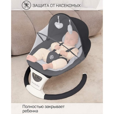 Качели электронные детские Amarobaby Teddy swing черные