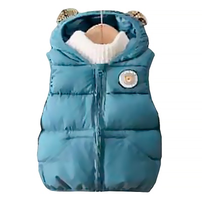 Жилет утеплённый демисезонный с капюшоном для девочки House style SM695D-G115 голубой 1 Жилет утеплённый демисезонный с капюшоном для девочки House style SM695D-G115 голубой 1