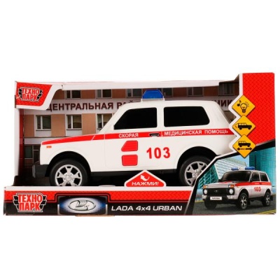 Игрушка Машина Скорая Lada 4x4 Urban Технопарк URBANBLACK-20PLAMB-WH 3