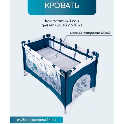 Манеж-кровать Amarobaby Multiform Space прямоугольный синий 5