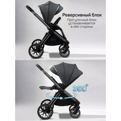 Коляска 2 в 1 Amarobaby Genius серый