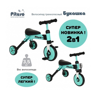 Трехколесный велосипед 2в1 Букашка Pituso AS003 2