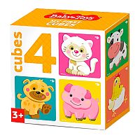 Кубики Домашние животные 4 штуки Baby Toys Десятое королевство 03541