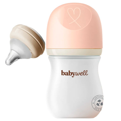 Бутылочка для кормления из стекла BabyWel 12063 розовый 2