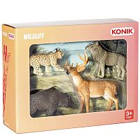 Набор фигурок Лесные животные: медведь, олень, рысь, волк Konik AMW2127