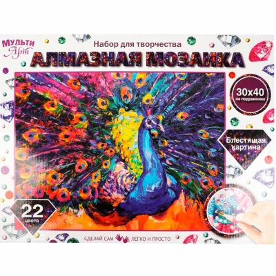 Алмазная мозаика Павлин 30х40 см полное заполнение MultiArt AM-MULTI6