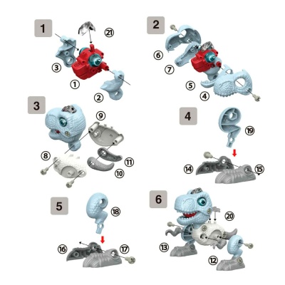 Конструктор Динозавр Тираннозавр RoboLife 13.5 см свет и звук 1TOY Т23902 2