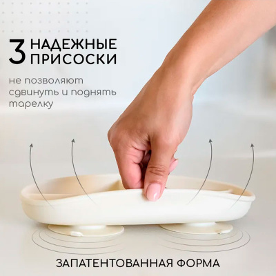 Силиконовая секционная тарелка Miyoumi TS0001/216 сслоновая кость 4