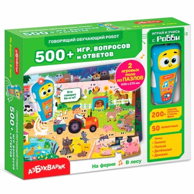 Говорящий обучающий робот На ферме в лесу 500 игр, вопросов и ответов Азбукварик 3161А