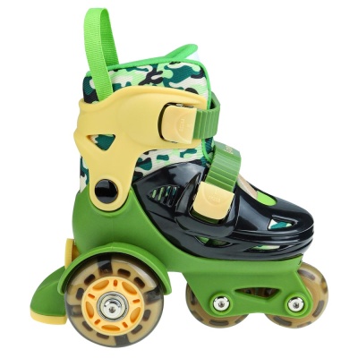 Ролики раздвижные светящиеся размер 31-34 сумка защита Рыжий Кот РЛК-3053 зеленые 2