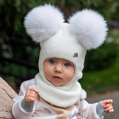 Шапка-шлем с 2 помпонами размер 48-50 Наследникъ НВ5020-ЭК 2