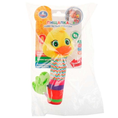 Игрушка-погремушка с пищалкой Цветастый утенок Умка RS-DUCK