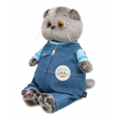 Мягкая игрушка Кот Басик в комбинезоне деним Budi Basa Ks22-296 2