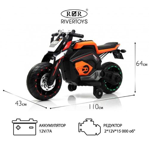 Детский электромотоцикл RiverToys Х111ХХ оранжевый фото 10