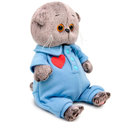 Игрушка Кот Басик baby в голубом комбинезоне с сердечком Budi Basa BB-155 2